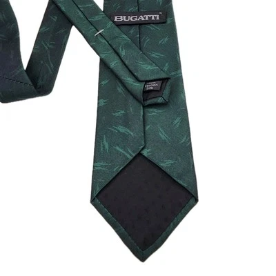 Corbata de cuello de seda italiana de diseñador BUGATTI verde esmeralda pincel trazo 57" X 3,23" Foto 1 de 4