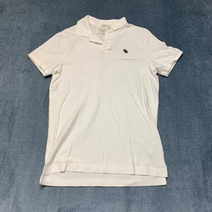 Abercrombie & Fitch Poloshirt Herren Large weiß Baumwolle Golf Muscle Fit Seitenschlitz - Bild 1 von 13