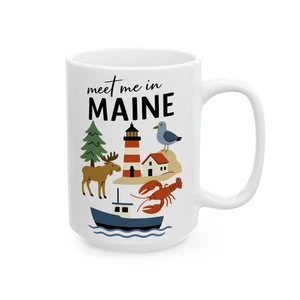 Maine-Themed Ceramic Mug, Coffee Cup, Gift for Nature Lovers, Holiday Mug, [...] - Imagen 1 de 6