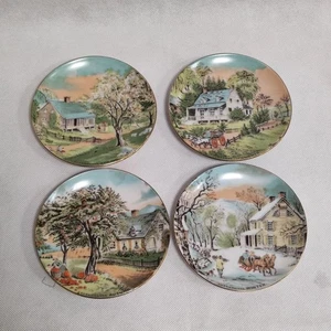 Lotto di 4 piattini stampati ceramica giapponese le 4 stagioni - Picture 1 of 7