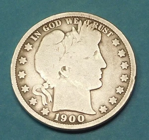 1900-o BARBER HALF DOLLAR - SILVER - V.G. - Picture 1 of 2