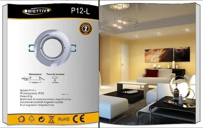PORTAFARETTO ROTONDO IN METALLO P-12-L UNIVERSO COLORE ARGENTO LUCIDO 20x90mm  - Immagine 1 di 3