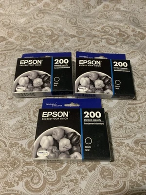 Epson 200 Cartuchos de Tinta Negra Lote de 3 NUEVO Caja Precintada, Excelente Estado Foto 1 de 3
