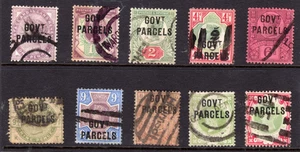 QV OFFICIALS GOVT PARCELS TO 1s ORANGE BROWN `NO DOT` 10 stamps inc. 9d, c £2835 - Picture 1 of 3