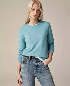 J.Crew Cashmere Classic Fit Crewneck Sweater, Size Medium Aqua Blue New NWT - Picture 1 of 7