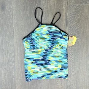 TITLE NINE Plunge Tankini swim suit Size XS Bright Tiquoise Top tankini padded - Picture 1 of 4