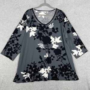 Susan Graver Liquid Knit Tunic Top Womens Size 2X Lagenlook Artsy Office Mature - Picture 1 of 8