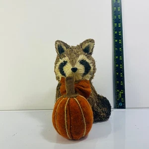 Zucca Procione Decorazione Bosco Naturale ANIMALE 8" Autunno Ringraziamento Tavola Carina - Foto 1 di 3