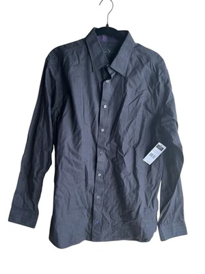 Marc Ecko Cut & Sew Shirt Mens Large Navy Blue Striped Button Front Long Sleeve - Image 1 of 4