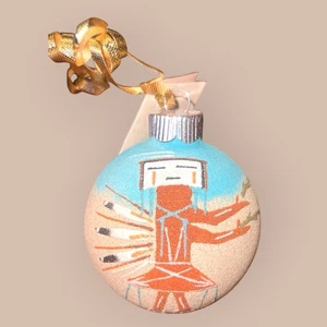 Vintage Nativi Americani Navajo Sabbia Pittura Palla Ornamento Natale Cerimonia Tribale - Foto 1 di 9