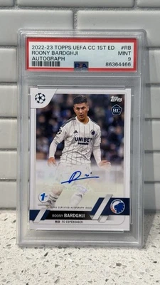 2022-23 Topps 1st Edition Roony Bardghji Rookie Auto /75 PSA 9 Copenhagen Barca - Image 1 of 2
