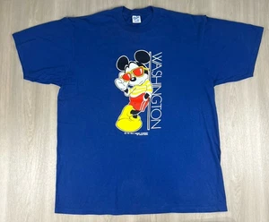 Vintage 80s Mickey Mouse Disney Blue T Shirt Adult XL Velva Sheen Made in USA - Picture 1 of 7