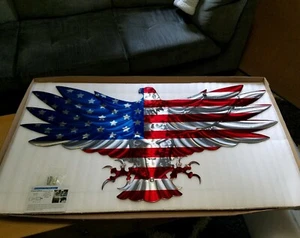 Large outdoor flag USA eagle Metal Wall sculpture home decor artwork deck porch - Picture 1 of 3