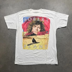 VTG Handtex Robert Plant 1988 Non Stop Go Tour Shirt Men OS White Preowned Stain - Picture 1 of 8