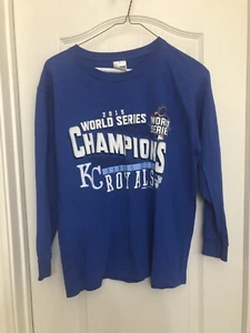 Kansas City Royals KC 2015 World Series Champs L/S T Shirt Youth Large MLB - Picture 1 of 3