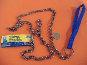 48" CHAIN LEASH WITH NYLON HANDLE FOR MEDIUM SIZE DOGS PET WALKING - Picture 1 of 2