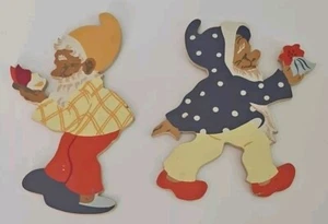 1960s Mertens Kunst German Wooden Wall Art Fairy Tale Rare Gnome Lot Of 2 Vtg - Picture 1 of 12