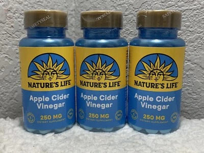 (Paquete de 3) Vinagre de sidra de manzana Natures Life 250 mg - Vegetariano 100 comprimidos Foto 1 de 4