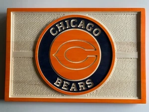 NFL FOOTBALL CHICAGO BEARS HANDMADE WOOD SIGN 16.5"X 11" WALL DECOR MAN CAVE - Picture 1 of 5