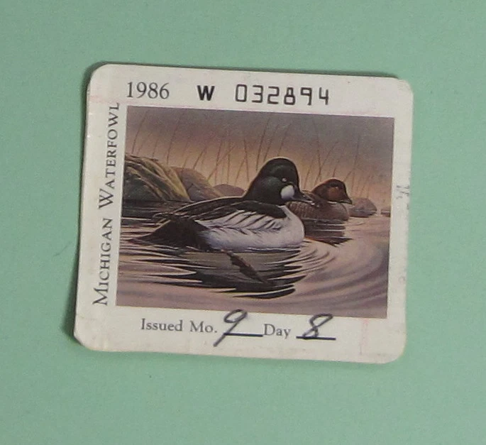 1986 Michigan DNR Resident Waterfowl Duck Hunting License Stamp...Free Shipping! - Image 1 of 1