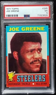 Tarjeta de novato Joe Greene 1971 Topps RC PSA 5 buen centrado bonita tarjeta #245 Foto 1 de 2