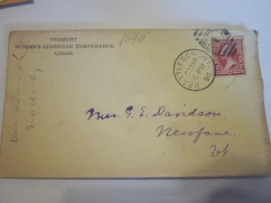 COPERTINA USA 1890 DONNA CHRISTIAN TEMPERANCE UNION BRATTLEBORO VERMONT SCOTT 219D - Foto 1 di 3