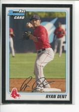 2010 Bowman Prospects Black Ryan Dent BP30 Boston Red Sox