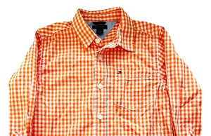Boy's Shirt Size 5 Tommy Hilfiger Orange and White Checkered Western Look - Picture 1 of 7
