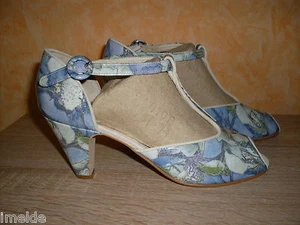 Leonie T- Spangen Sandalette Flamenco NEU Gr. 41 F & Lack Leder blau kombiniert - Bild 1 von 5