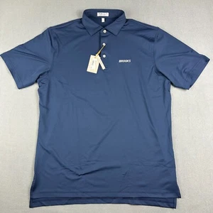 Peter Millar Polo Shirt Mens Large Summer Comfort Brooks Logo Navy Blue UPF NWT - Picture 1 of 9