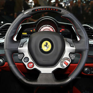 LED/LCD Carbon Fiber Genuine Leather Steering Wheel Fit in Ferrari 458 488 f12