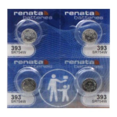4 pilas de óxido de plata con pila de botón Renata 393 SR754W SR48 Foto 1 de 2