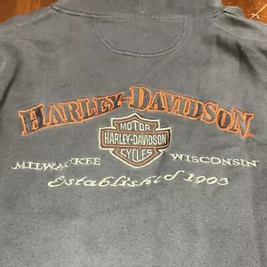 Vintage Y2K Harley Davidson Full Zip Hoodie Embroidered Adult Size Large - Picture 1 of 9