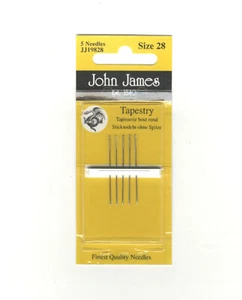 Pack of 5 John James #28 Standard Tapestry / Cross Stitch Needles #JJ19828 - Picture 1 of 2