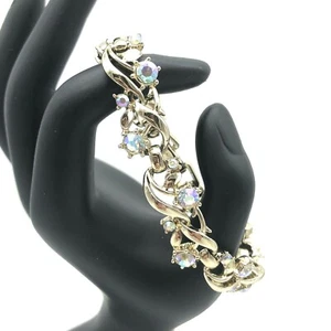 Star Brand AB Rhinestone Bracelet Earrings Set Gold Tone Vintage - Picture 1 of 12