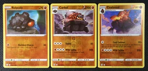 Cartas Pokémon Rolycoly 078 Carkol 079 Coalossal 080/163 Holograma Inverso Casi Nuevo/Muy Nuevo - Imagen 1 de 1