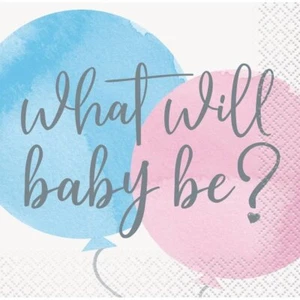 Baby Gender Reveal Beverage Napkins 16pk Serviettes Boy Or Girl Party Decoration - Picture 1 of 1