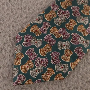 Corbata Christian Dior Verde Púrpura Forma Lenticular Seda Hecha en EE. UU. Monsieur 3.75" - Imagen 1 de 8