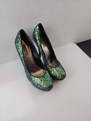 Tacones de tacón Rachel Roy Keendan para mujer con plataforma brillante verde talla 6,5 M Foto 1 de 4