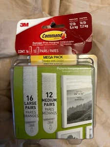 Assorted Sizes White Picture Hanging Adhesive Strip Mega-Pack 16 Large &12 sets - Picture 1 of 2
