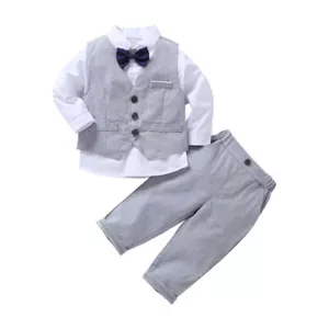 Springautumn Boys Long-sleeved Trousers Vest Gentleman Suit Three-piece Suit - Picture 1 of 13