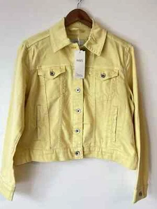 M&S WOMENS Cotton Rich Denim Jacket Stretch LYOCELL COTTON yellow Size 10 12 14 - Picture 1 of 7