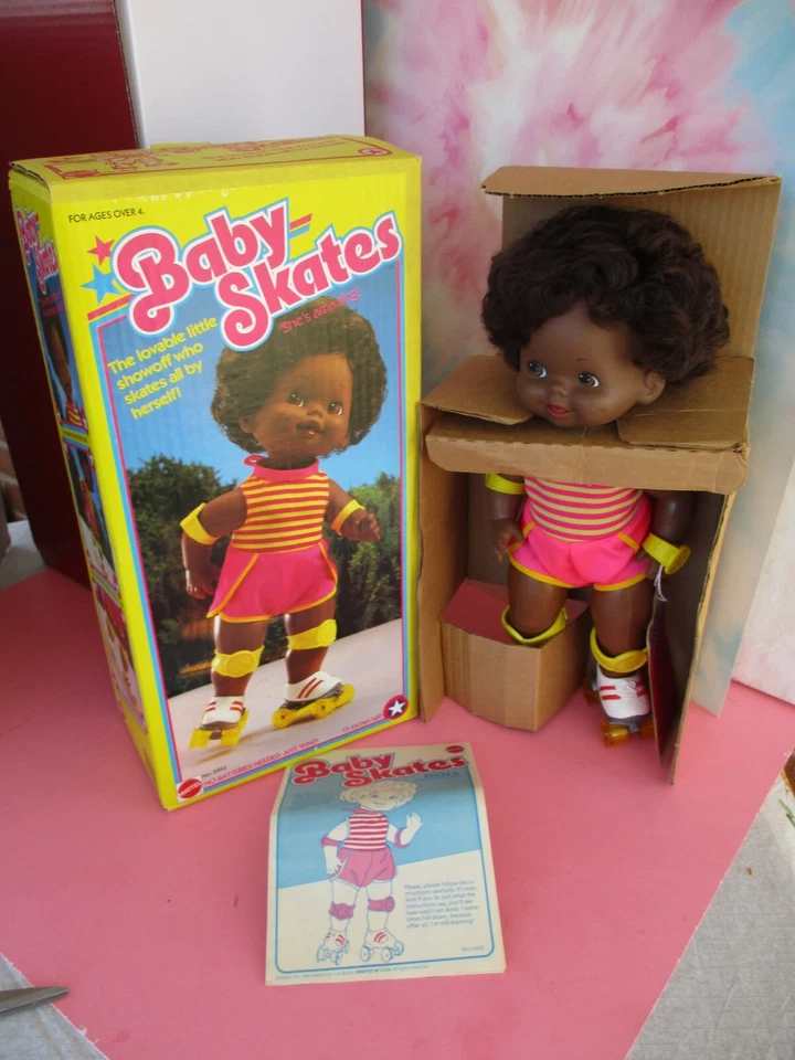 Vintage Mattel Baby Skates African American Doll 1982 Collectible