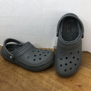 Crocs Dual Comfort Gray Lined Shoe Size Men 6 Women 8 203591 Faux Fur Sandal - Picture 1 of 21