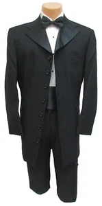 New Men's Black Tuxedo Jacket Coat 7 Button Satin Lapel Formal Wedding Mason 40R - Picture 1 of 6