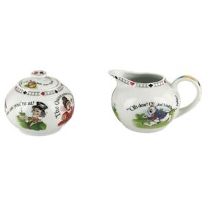 Paul Cardew Alice in Wonderland 7.25oz covered sugar bowl & milk jug creamer set