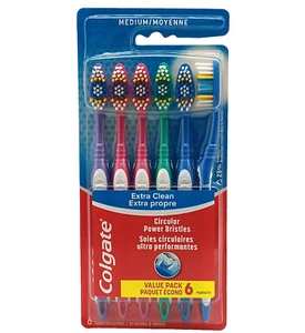 Colgate Extra Clean Toothbrush - Medium Circular Power Bristles - Pack Of 6 - Picture 1 of 2