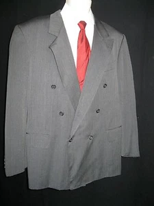 Hickey Freeman Double Breasted Jacket  Charcoal  Gray Stripes  Men's  44 R EUC ! - Picture 1 of 8
