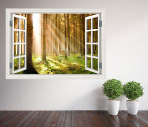 Forest Sunrise nature trees window wall sticker wall mural (3801866ww) Forest