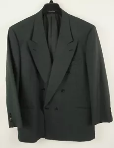Vintage Valentino Double Breasted Peak Sharkskin Blazer Men's 42R Blue Capone - Picture 1 of 11